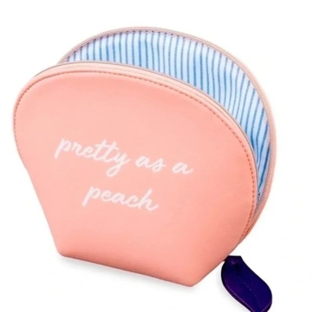🆕Draper James🆕Pretty as a Peach🍑Zippered Cosmetic Bag🍑Blue Stripe NWT